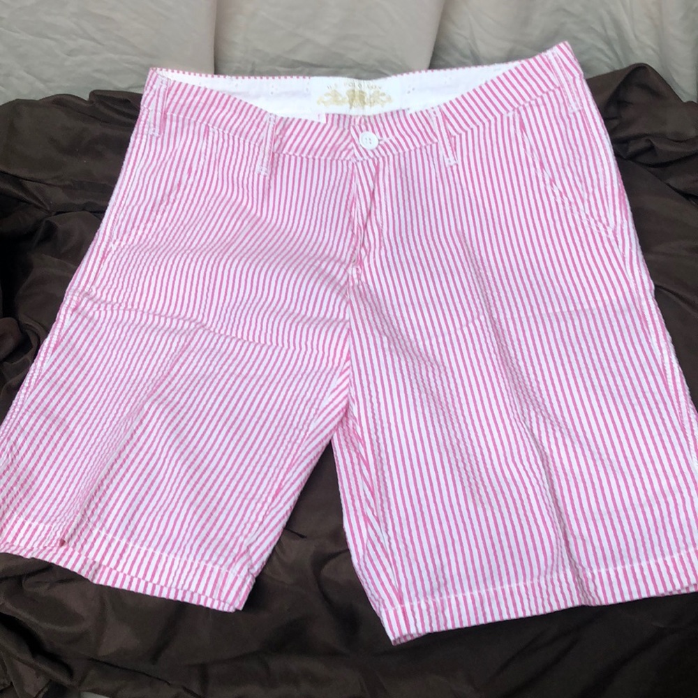 US polo assn Pink pinstripe Bermuda shorts‎